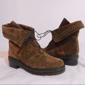 Stuart Weitzman Brown Yadastud Chain Suede Ankle Boots/Booties (only worn ones)